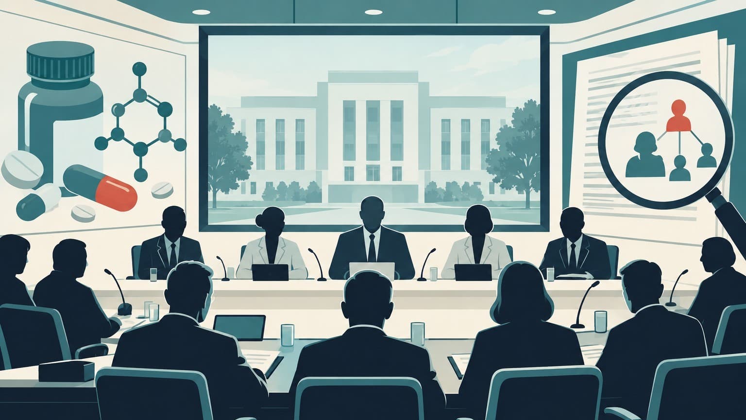 Illustration: FDA advisory committee meeting room