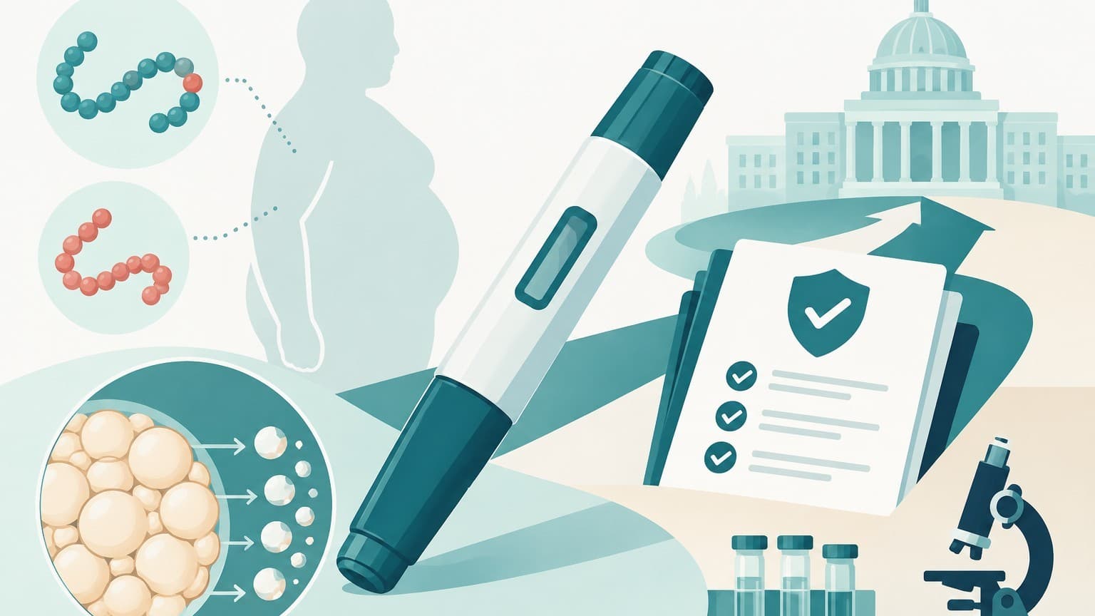 Illustration: retatrutide injection pen obesity
