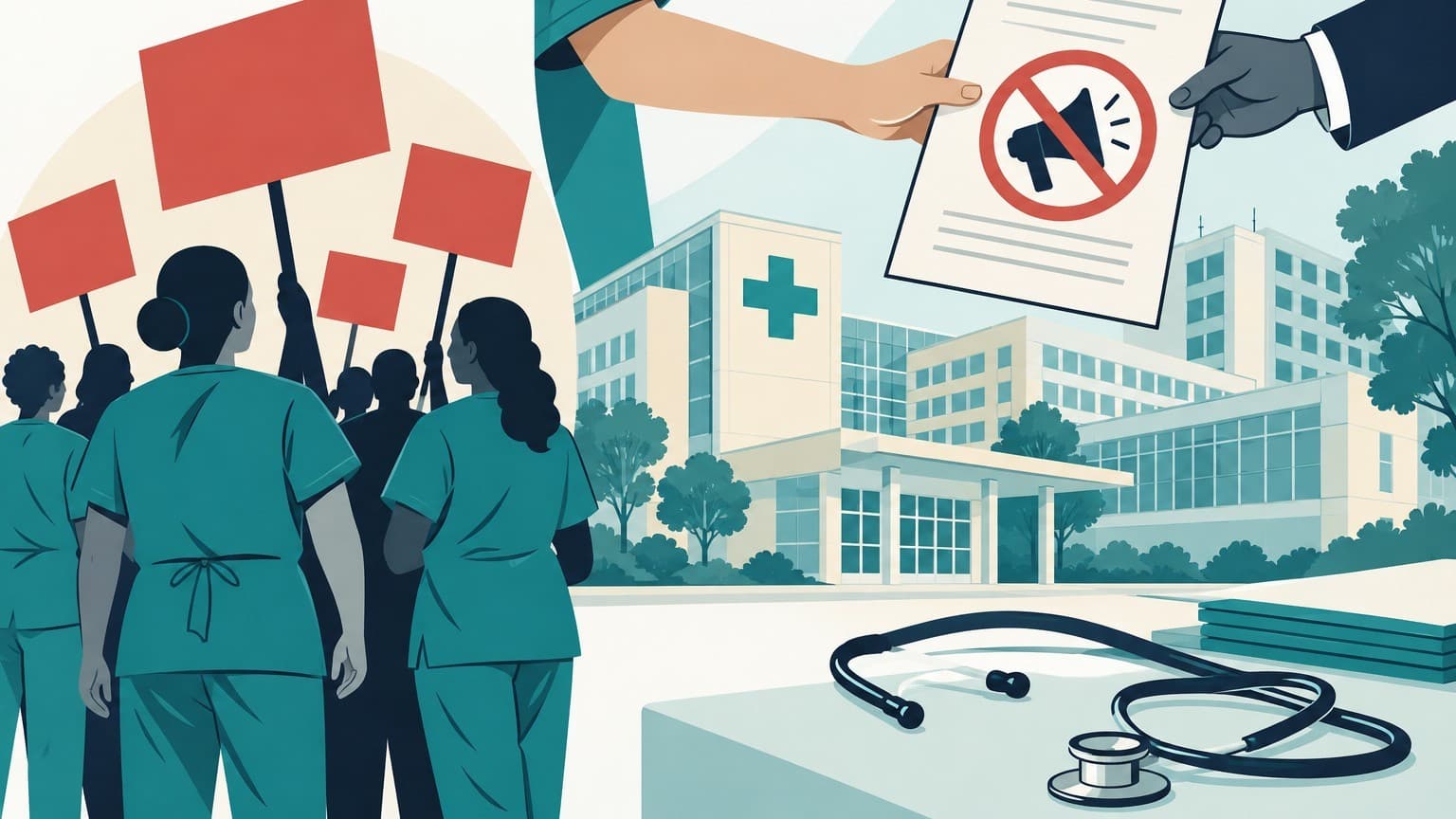 Illustration: nurses union hospital strike